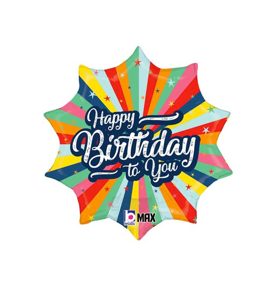 18" Happy Birthday Bursting Colors